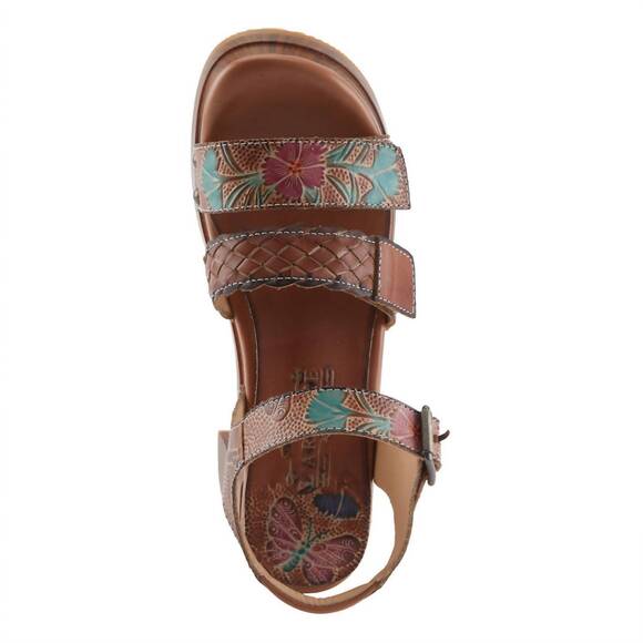 NEW L\'ARTISTE women\'s retropel ankle strap platform sandals in brown multi
